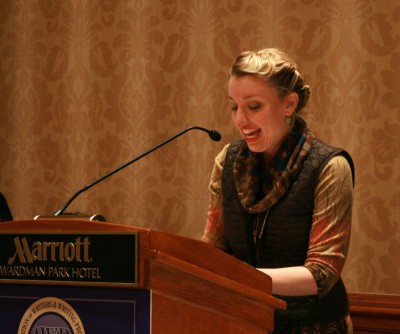 Annabelle Moseley reading the Woman Poet's Roll-Call at AWP 2011