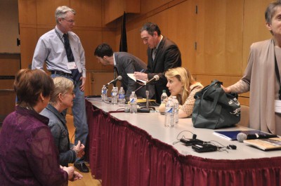 Annabelle Moseley at the 2012 WCU First Books Panel with Maryann Corbett, Aaron Poochigian, and Matthew Buckley-Smith